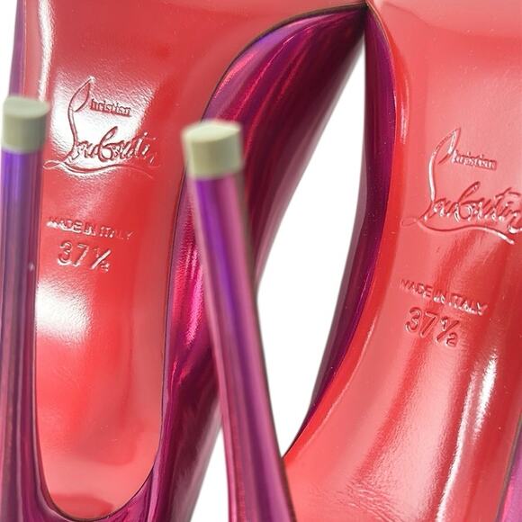 Christian Louboutin Hot Chick Patent Leather Pumps Pink Fuchsia Heels 100mm - Picture 9 of 9